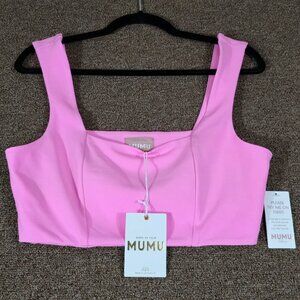 Show Me Your Mumu Ansley Pink Crop Top Square Neck NWT L